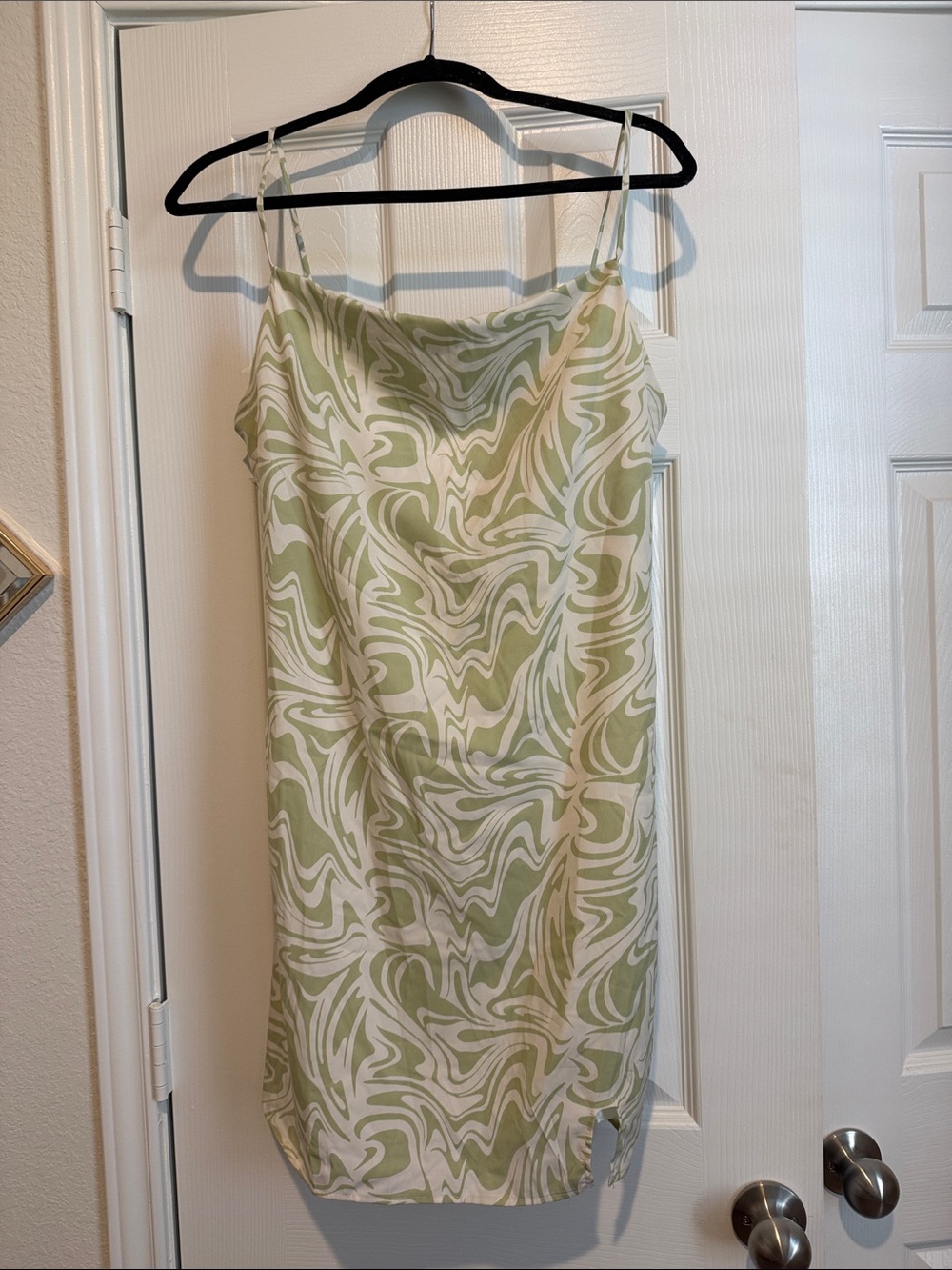 Sleeveless Green Swirl Slip Dress - Lightweight Summer Dress